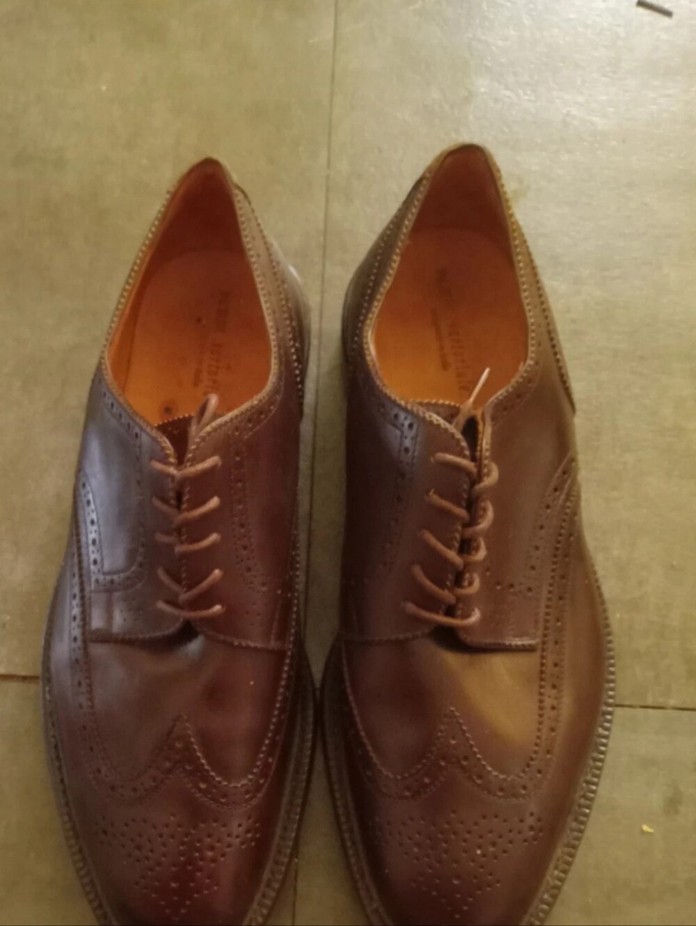 MENS PAL ZERLI BROWN ALL LEATHER WINGTIP DRESS SHOES MADE IN PORTUGAL SIZE 12